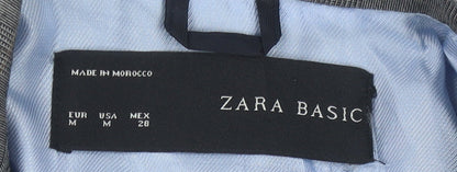 Zara Basic Grey Plaid Blazer Women's M Single-Breasted