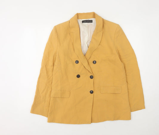 Zara Women's Yellow Blazer, Size 12, Double Breasted
