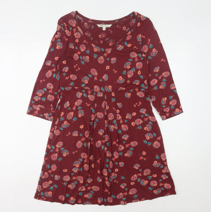 Fat Face Women's Red Floral A-Line Dress - Size 10
