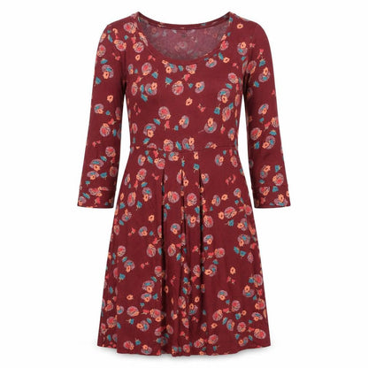 FatFace Women's Red Floral A-Line Dress - Size 10