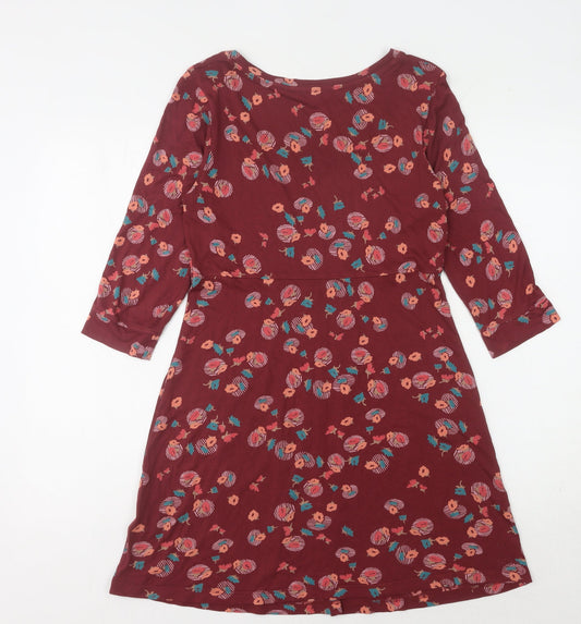 Fat Face Women's Red Floral A-Line Dress - Size 10