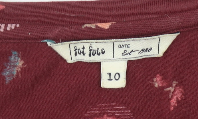 Fat Face Women's Red Floral A-Line Dress - Size 10