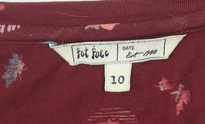 Fat Face Women's Red Floral A-Line Dress - Size 10