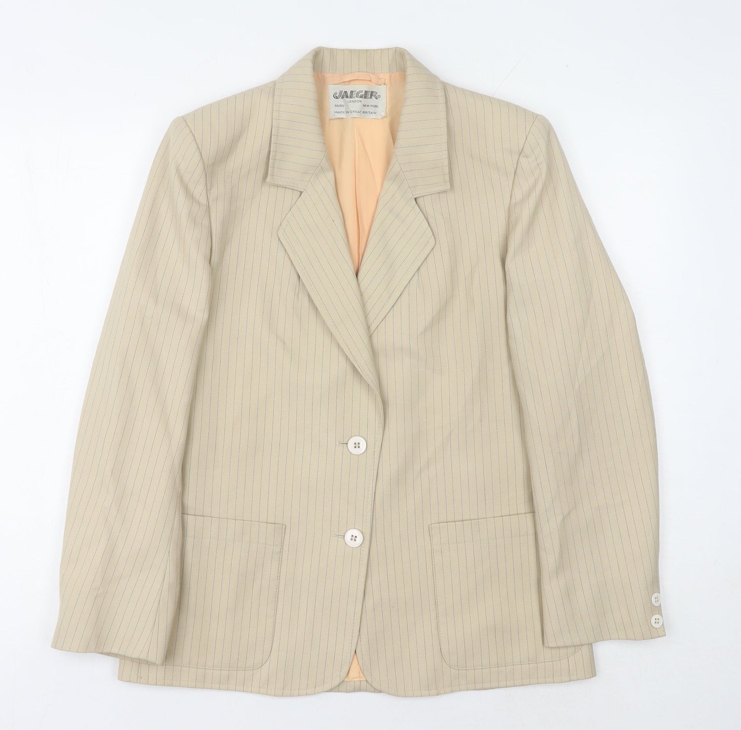 Jaeger Women's Beige Pinstripe Blazer Size 12