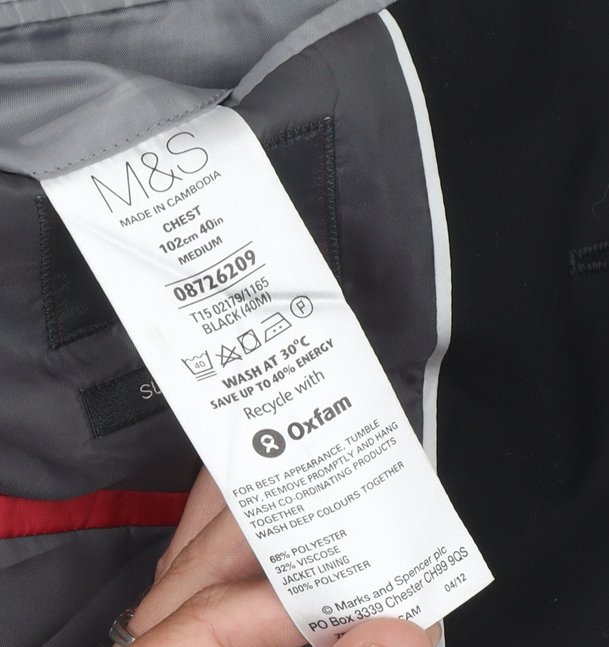 Mens UK Size 40 Marks and Spencer Regular Black Suit Jacket