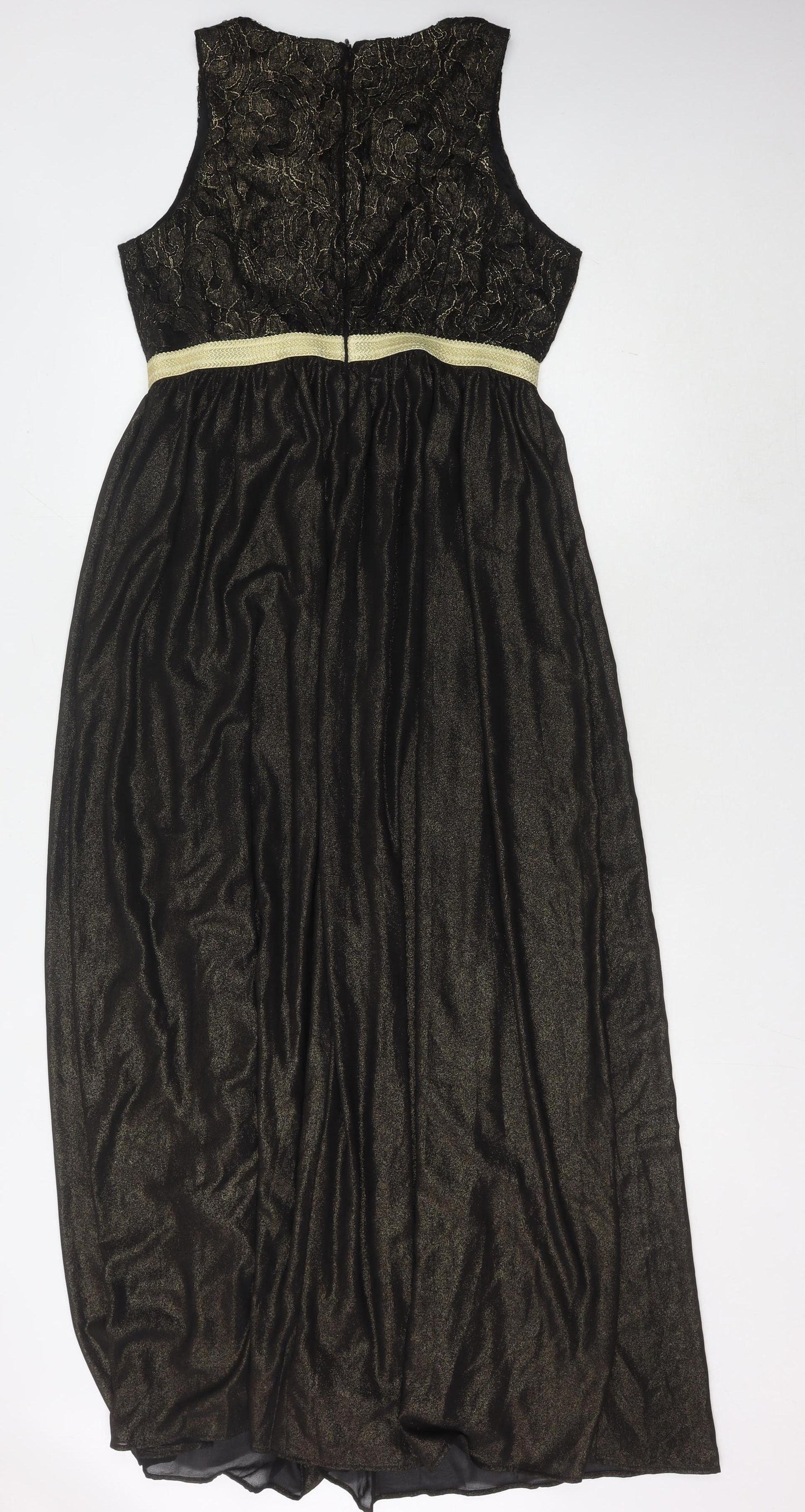 Boohoo Women's Black Floral Sleeveless Long Dress Size 16