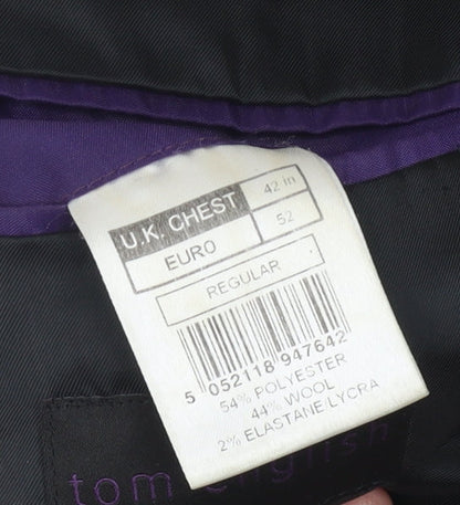 Mens UK Size 42 Tom English Regular Black Suit Jacket