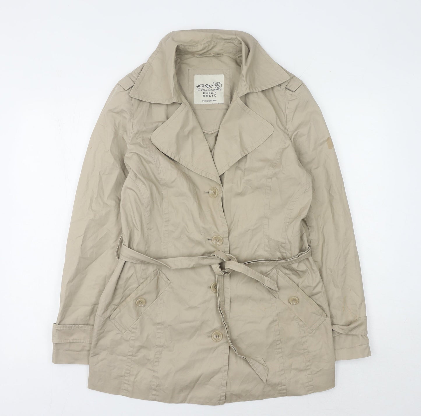 Esprit Women's Beige Trench Coat Size 12 Belted