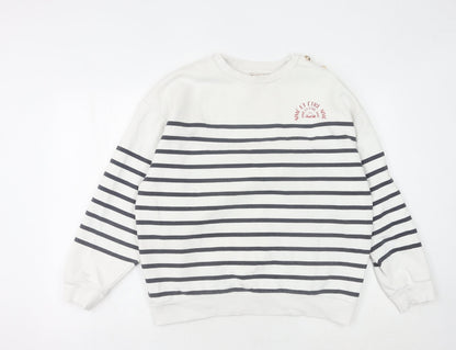 River Island Women's White Striped Sweatshirt M