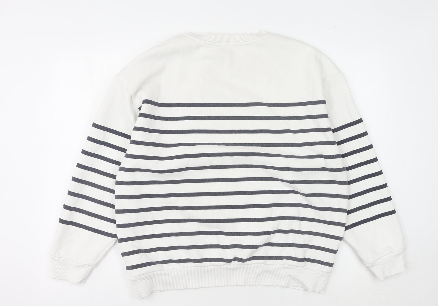River Island Women's White Striped Sweatshirt M