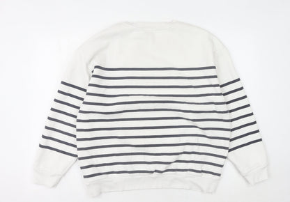 River Island Women's White Striped Sweatshirt M