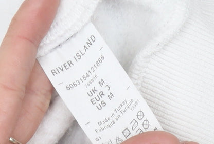 River Island Women's White Striped Sweatshirt M