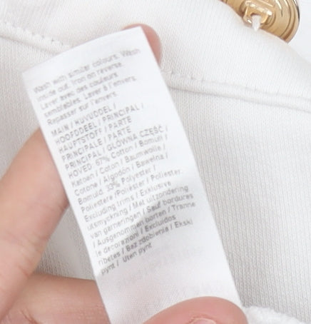 River Island Women's White Striped Sweatshirt M