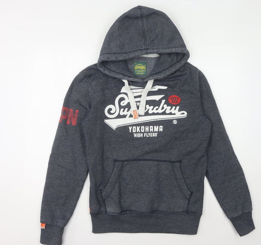 SuperDry Men's Grey Pullover Hoodie S - Vintage Style
