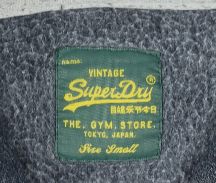 SuperDry Men's Grey Pullover Hoodie S - Vintage Style