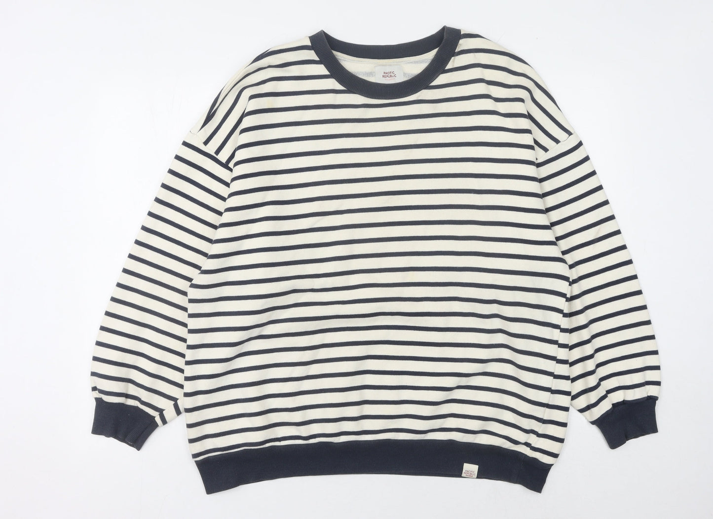 Pacific Republic Women's Black M Pullover Striped Sweatshirt