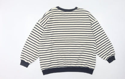 Pacific Republic Women's Black M Pullover Striped Sweatshirt
