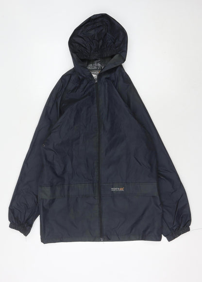 Regatta Boys Blue Hooded Rain Coat, Size 12, Lightweight