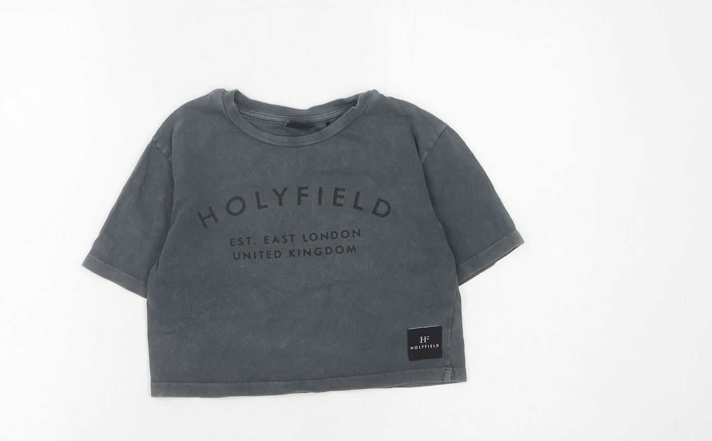 Holyfield Girls Black Cropped T-Shirt XS 8-10 Yrs