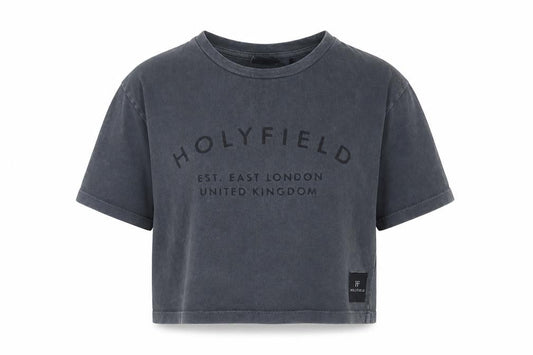 Holyfield Girls Black Cropped T-Shirt XS 8-10 Yrs