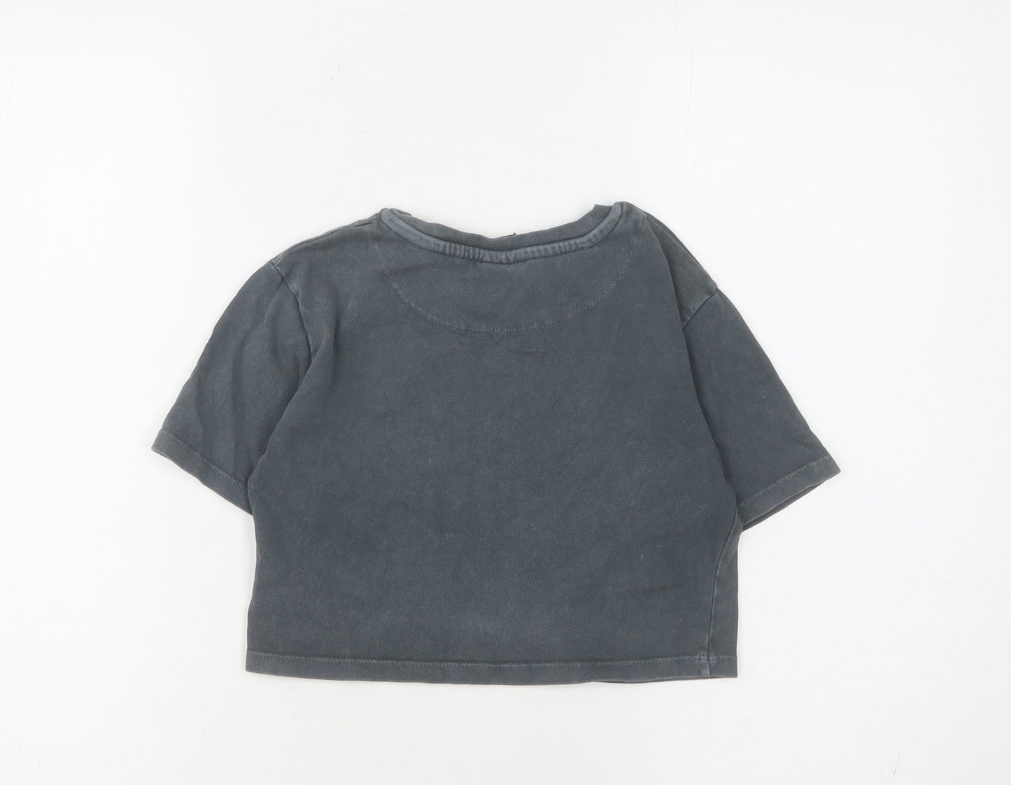 Holyfield Girls Black Cropped T-Shirt XS 8-10 Yrs