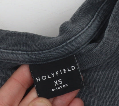 Holyfield Girls Black Cropped T-Shirt XS 8-10 Yrs
