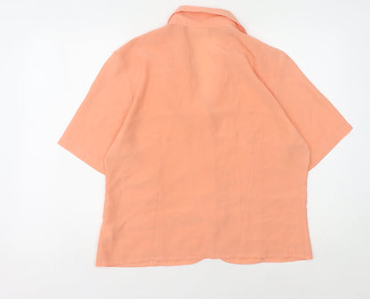 Classics Woman Orange Collared Blouse - Size 16, Short Sleeve