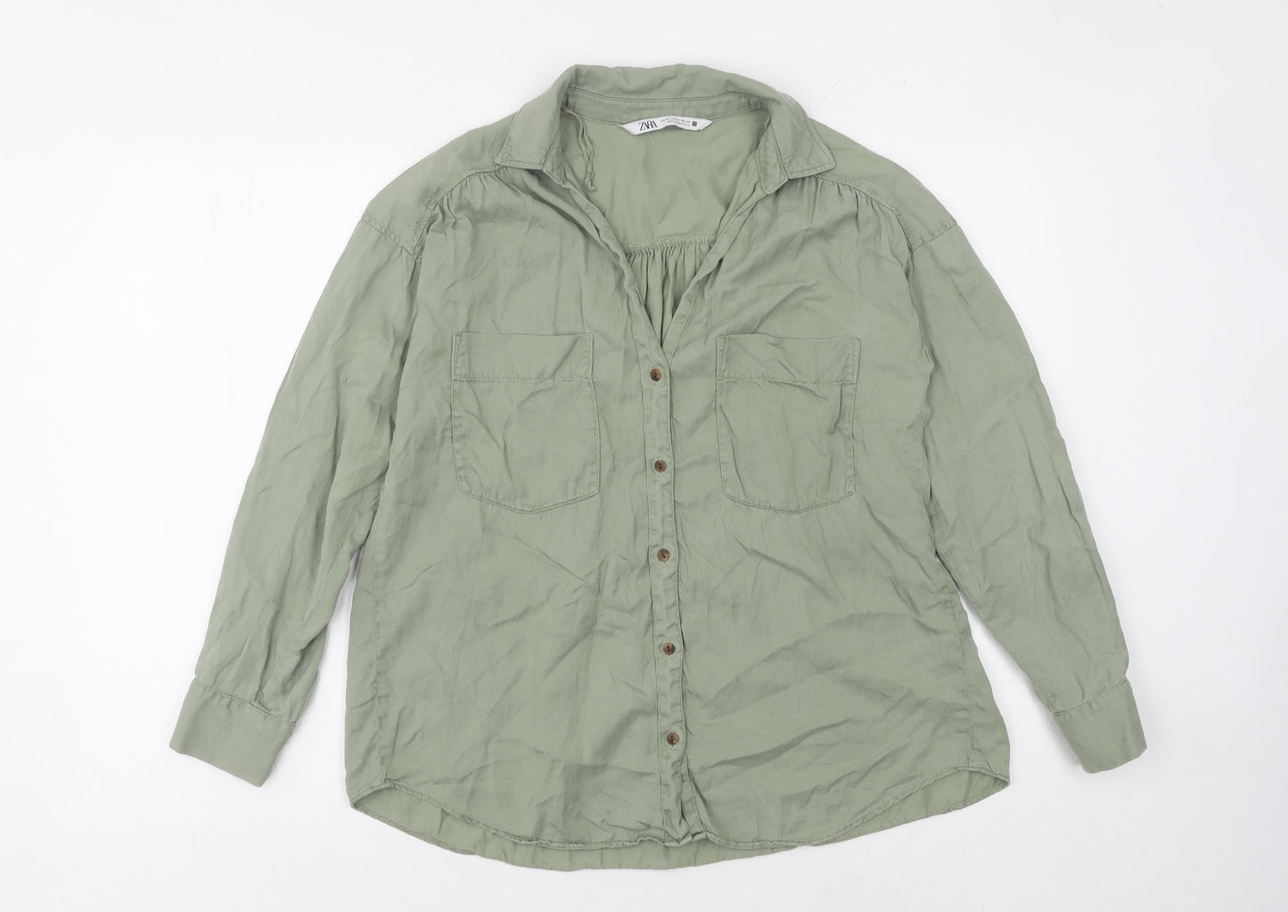 Womens UK Size 6 Zara Green  Button-Up