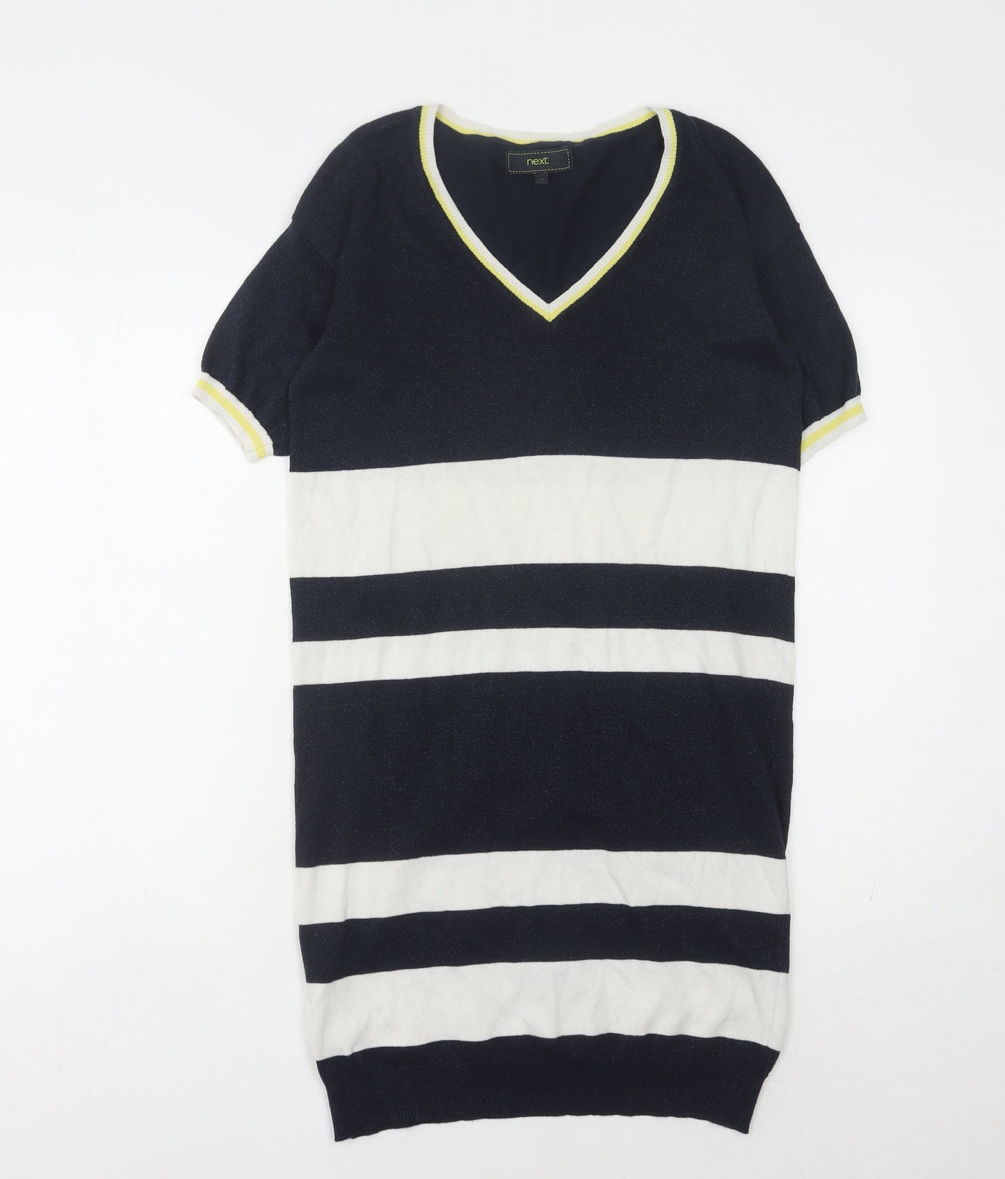 Next Women's Black and White Striped Dress, Size 10