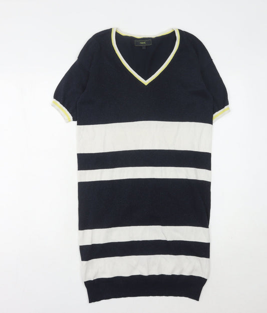Next Women's Black and White Striped Dress, Size 10