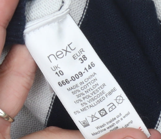 Next Women's Black and White Striped Dress, Size 10