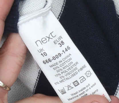 Next Women's Black and White Striped Dress, Size 10