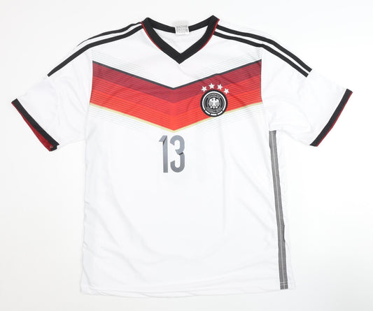 Germany Home Shirt XL White Short Sleeves Number 13 Müller