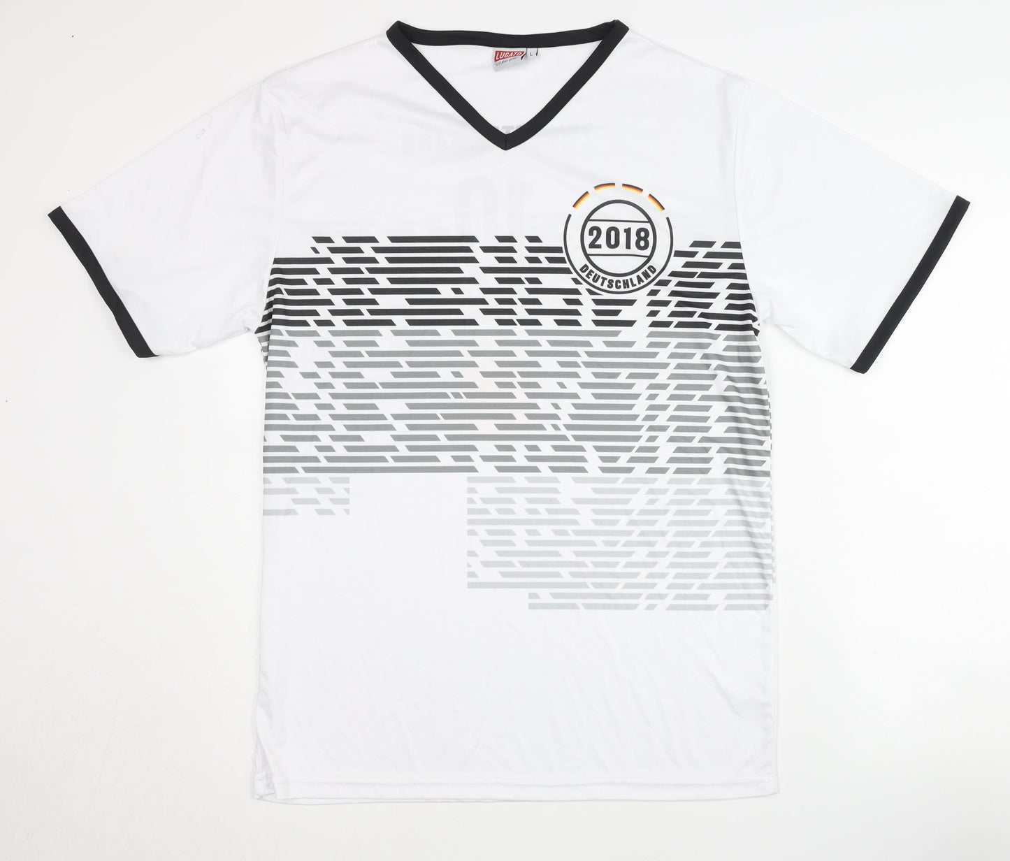 Adults Deutschland White Home Shirt Size L Short Sleeves