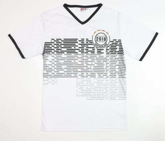 Adults Deutschland White Home Shirt Size L Short Sleeves