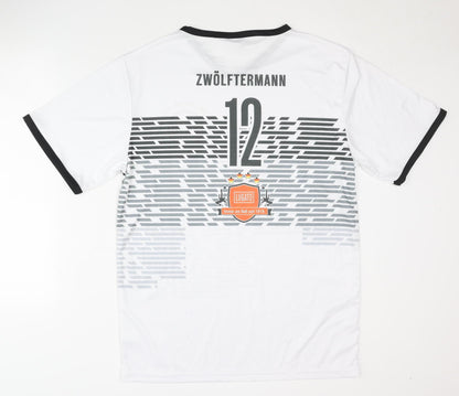 Adults Deutschland White Home Shirt Size L Short Sleeves