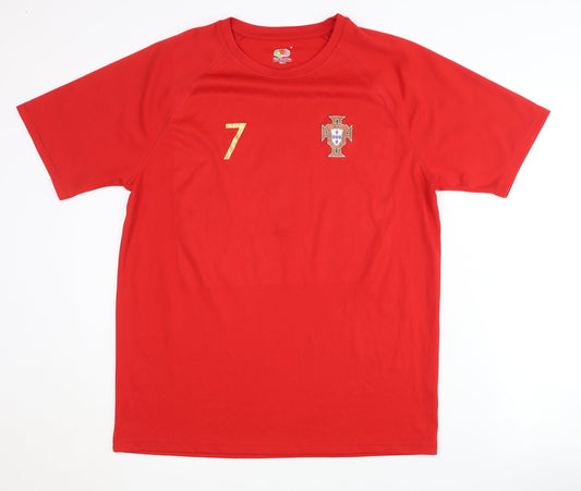 Men's Red Portugal Ronaldo 7 Shirt Size M Short Sleeves
