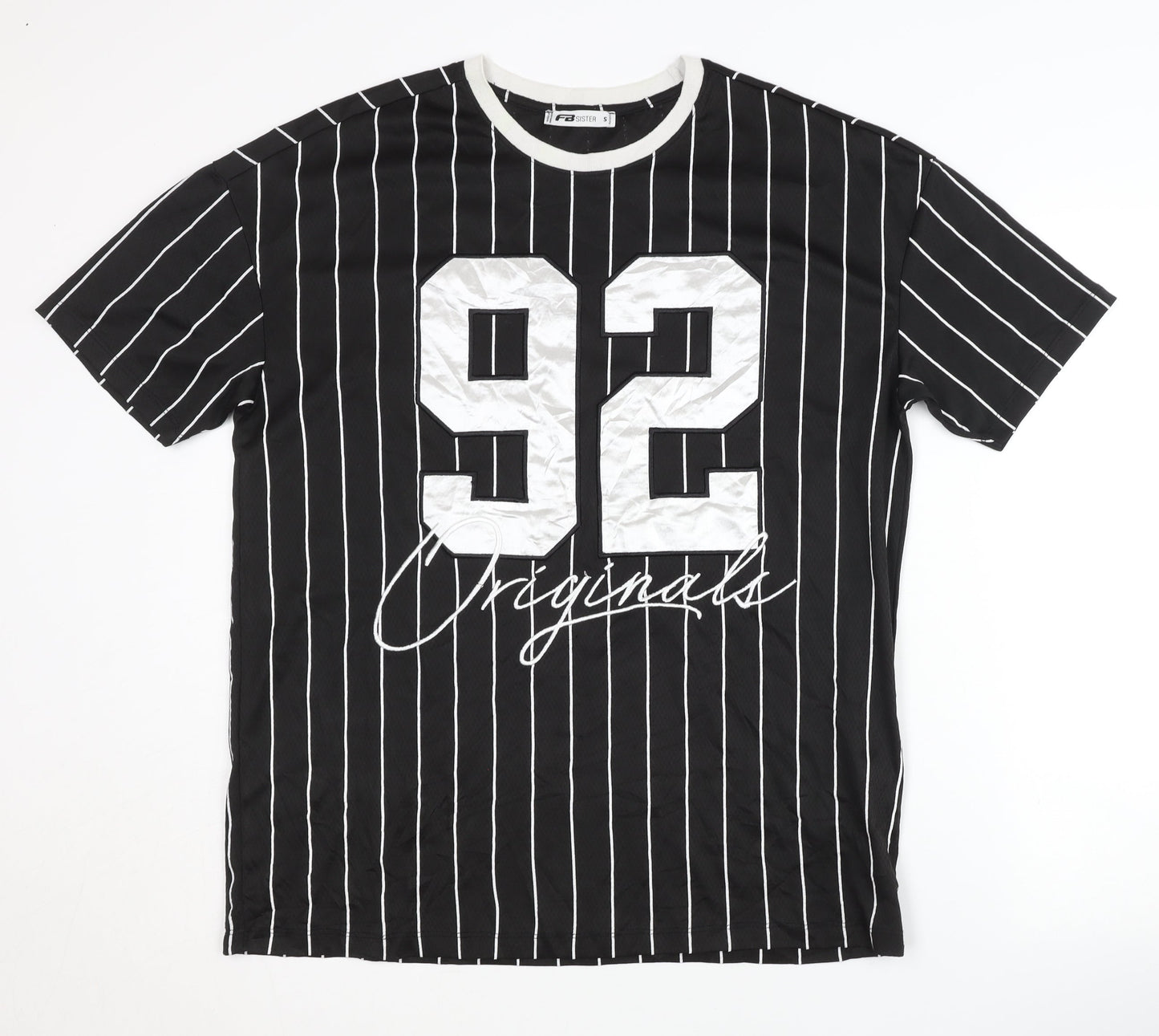 FB Sister Unisex Black Striped Jersey T-Shirt Size S