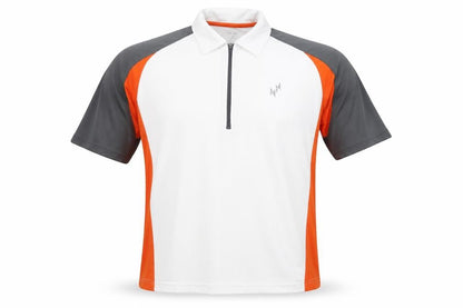 SHAMP Men's Polo Shirt, Large, White/Orange/Grey