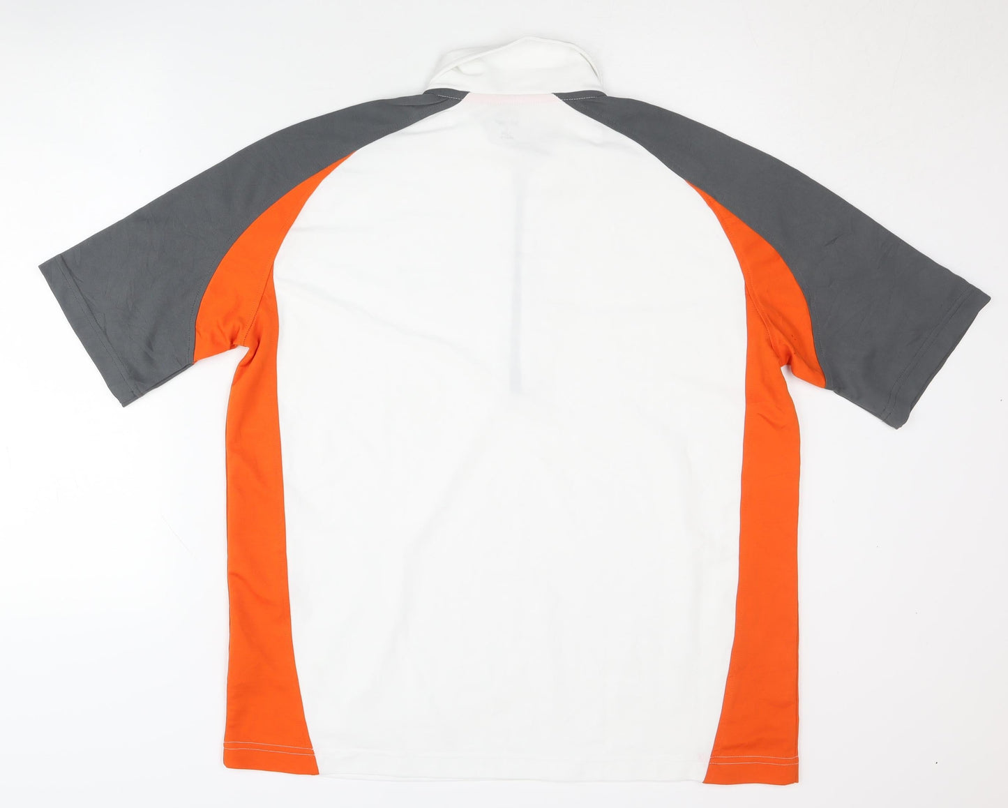 SHAMP Men's Polo Shirt, Large, White/Orange/Grey