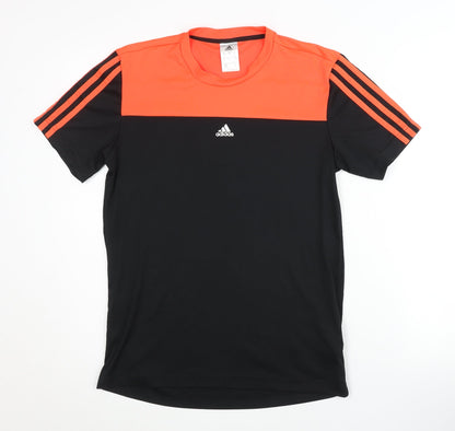 Adidas Men's Black Orange Colourblock T-Shirt S