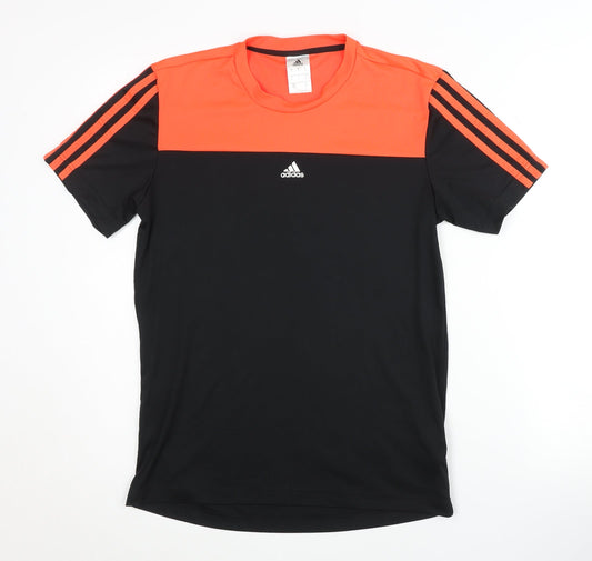 Adidas Men's Black Orange Colourblock T-Shirt S
