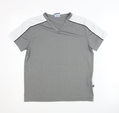 Fishbone Unisex Grey Polyester T-Shirt, Size S