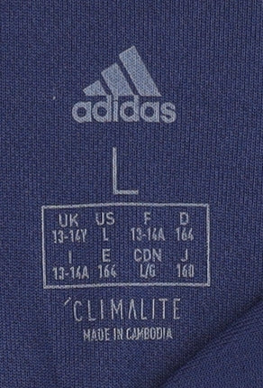 adidas Boys Blue Polo Top L Short Sleeve Football