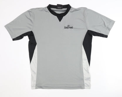 Spalding Men's Grey Black T-Shirt S