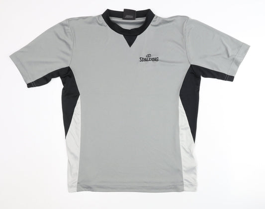 Spalding Men's Grey Black T-Shirt S
