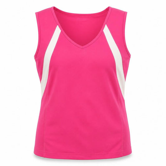Shamp Women's Pink V-Neck Tank Top, Size 16