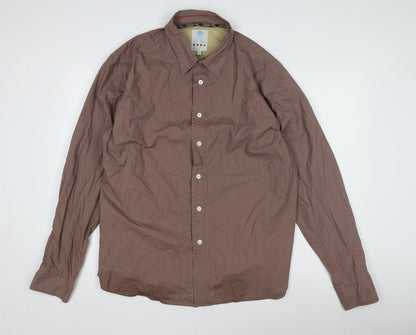 Fat Face Men's Brown Geometric Long Sleeve Shirt