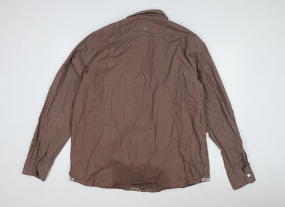 Fat Face Men's Brown Geometric Long Sleeve Shirt