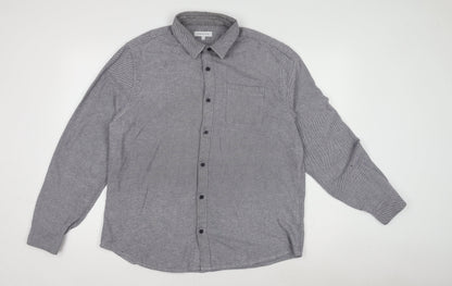 Red Herring Men's Grey Long Sleeve Button-Up Shirt L